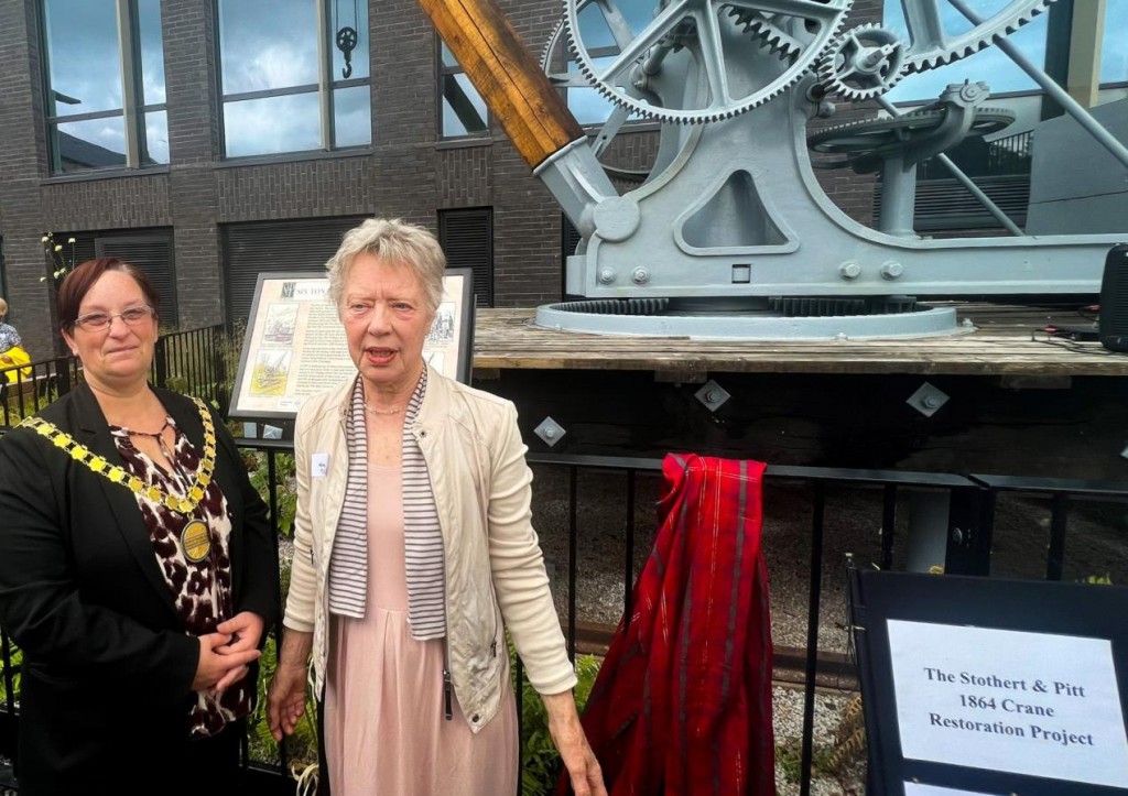 Bath’s industrial heritage celebrated as restored Stothert & Pitt crane is officially handed to council